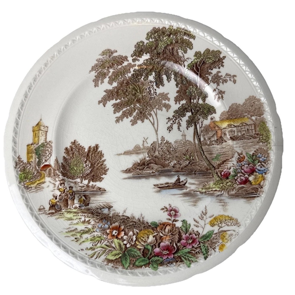 VTG Swinnertons 'The Ferry' Scene 10" Decorative Plate X2 Made in England (read)